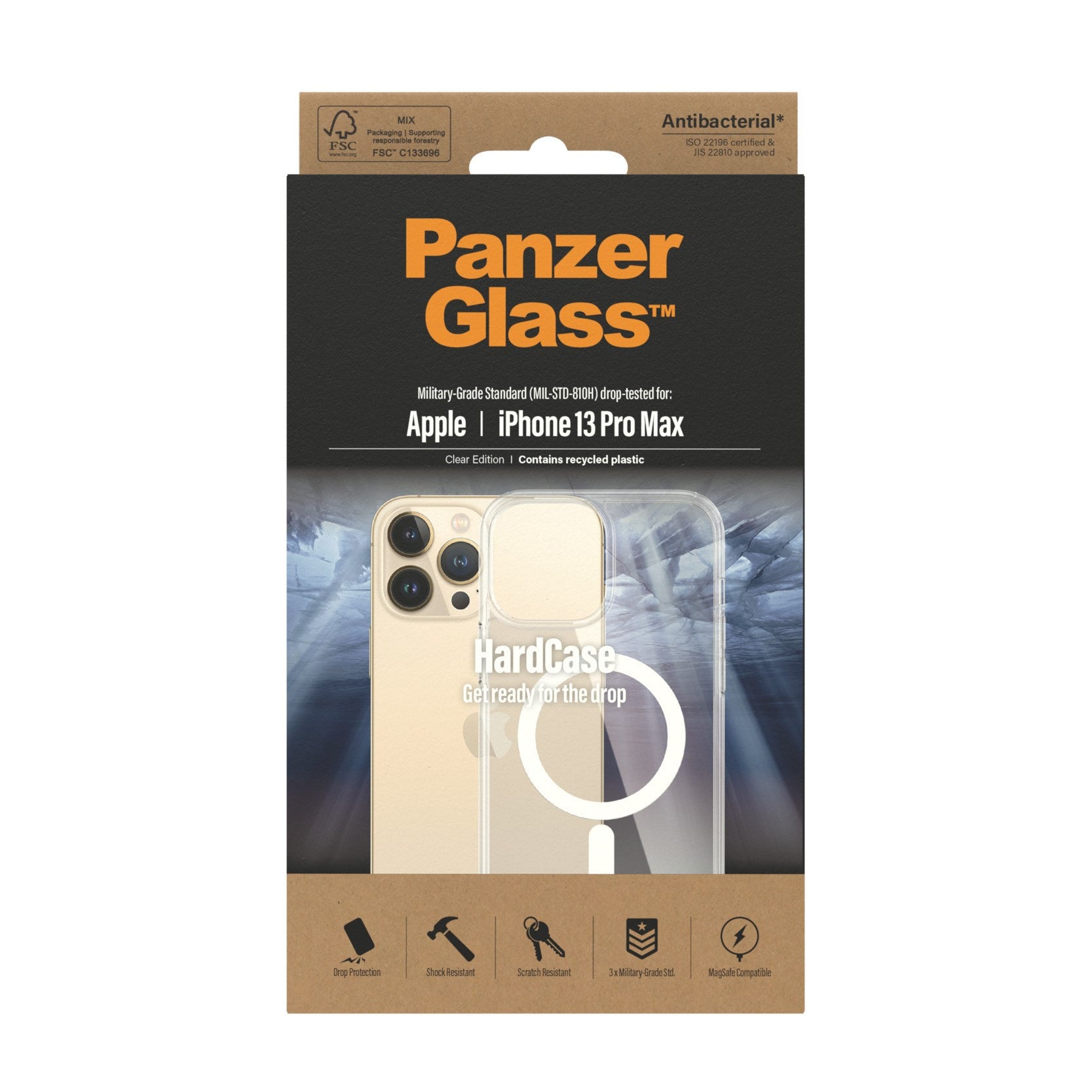 PanzerGlass® HardCase Transparent m. Hvid MagSafe iPhone 13 Pro Max